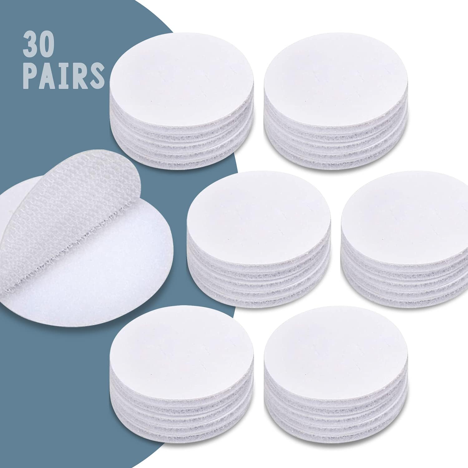 60 sztuk okrągłego rzepu 5 cm, 30 par okrągłego rzepu 50 mm białego, okrągły rzep samoprzylepny, okrągły rzep haczykowy i pętelkowy do majsterkowania