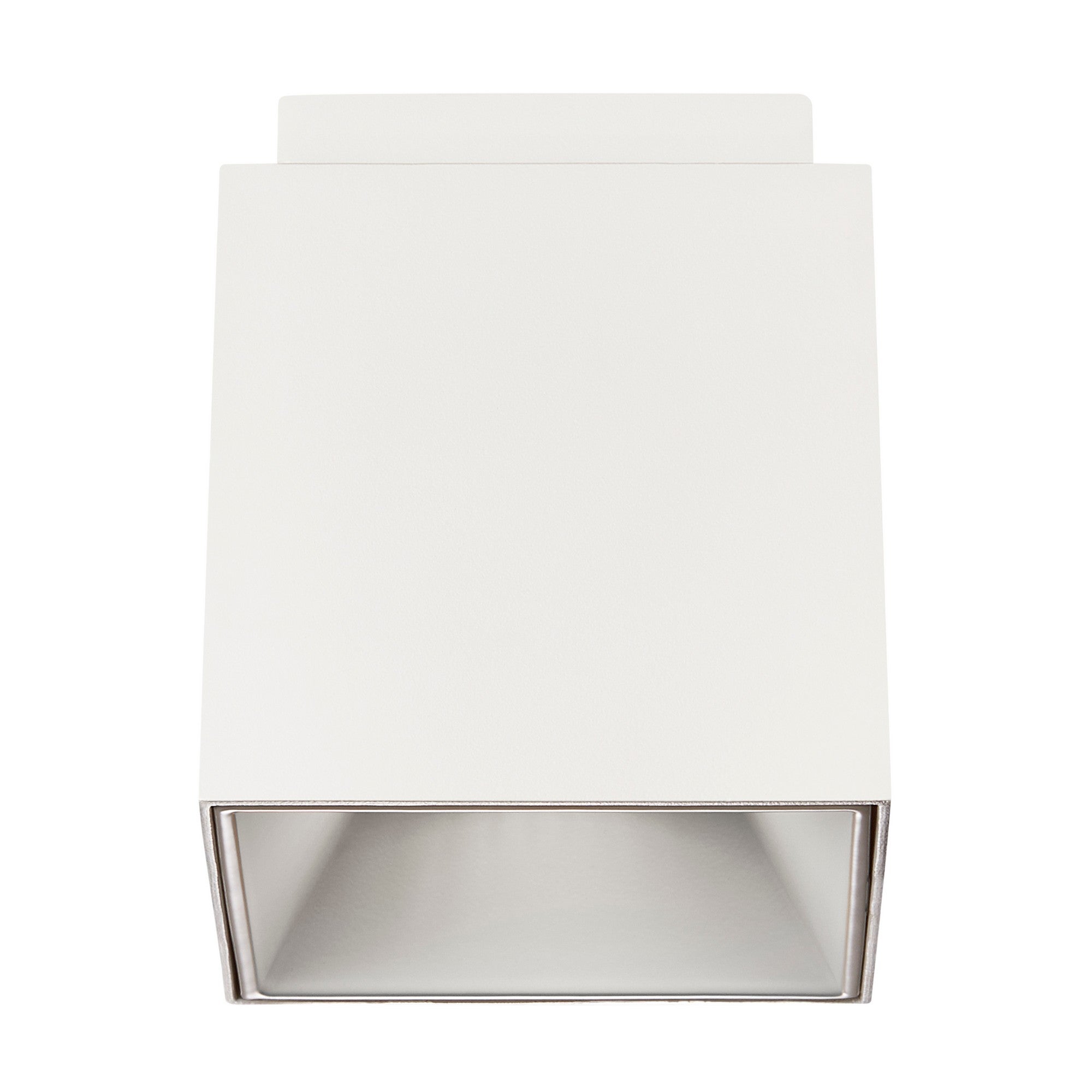 Minimalistyczna, matowa, biała, kwadratowa lampa sufitowa Nordlux ETHAN z białym lub srebrnym reflektorem