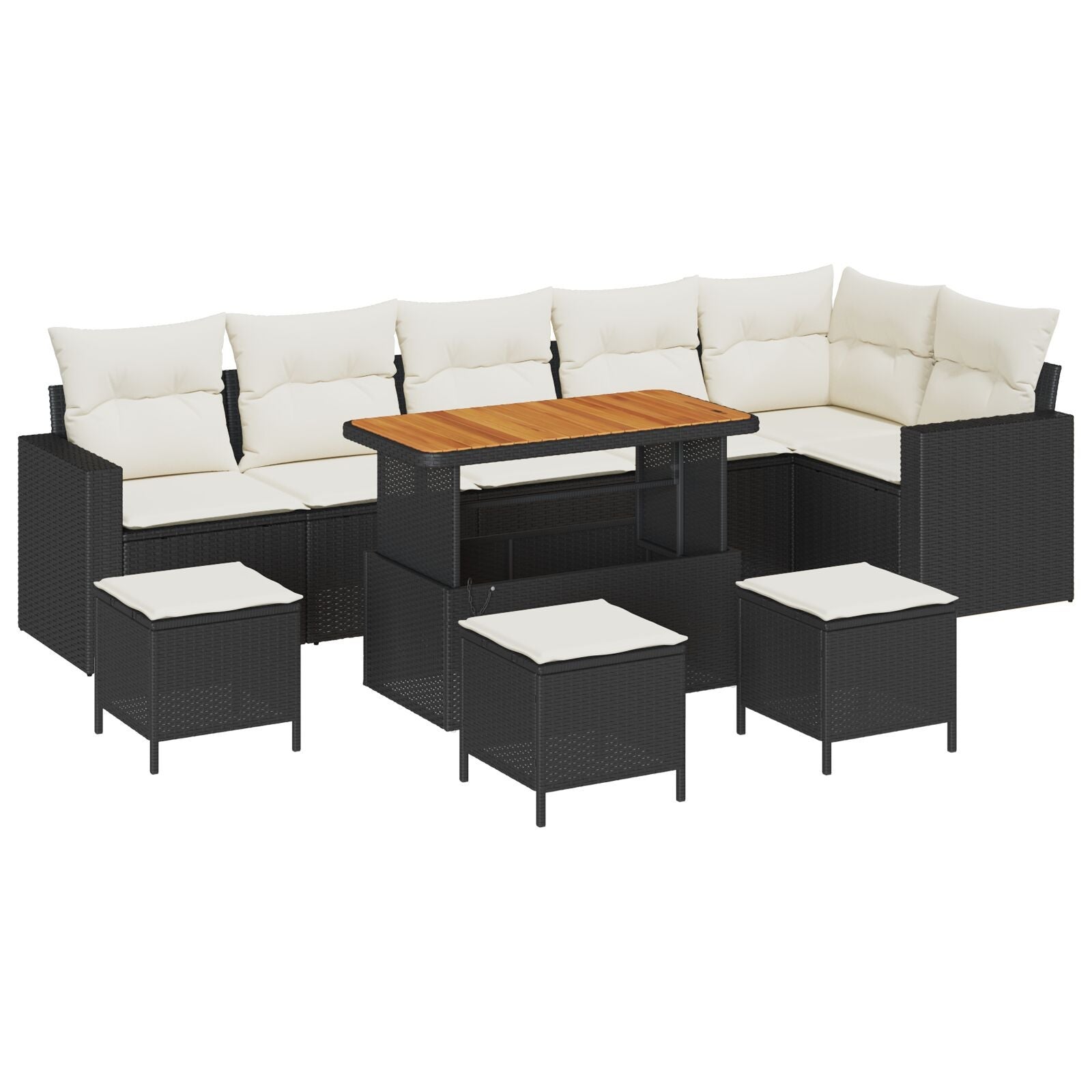 Zestaw Sof na Ogród 10 pcs Czarny polirattan vidaXL