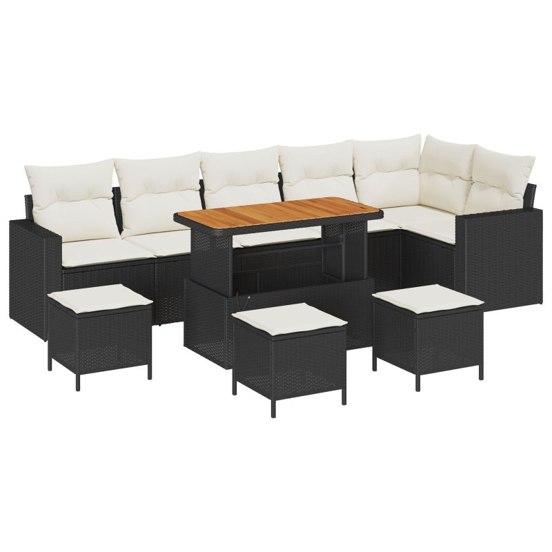 Zestaw Sof na Ogród 10 pcs Czarny polirattan vidaXL