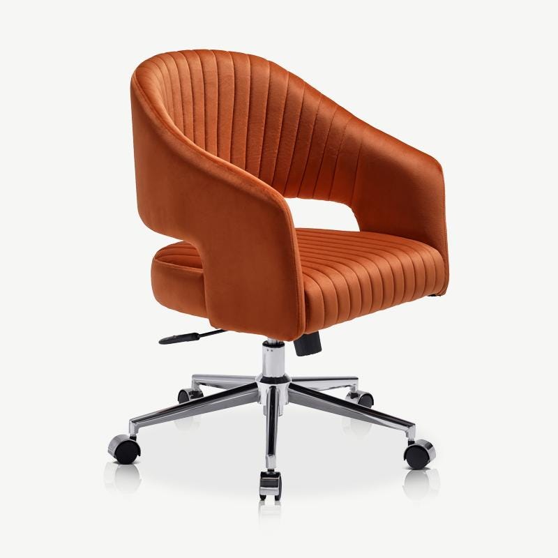 Funichr Furnicher Constance - Chaise de bureau - Orange Velours - 60x62x89cm ...