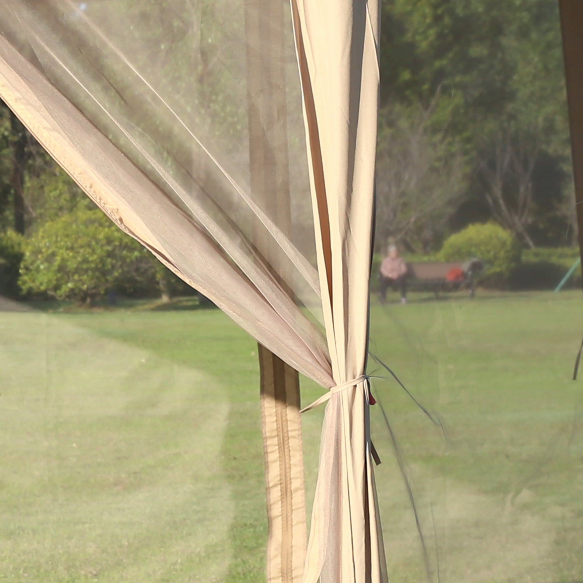 Carpa Plegable Outsunny Metal, Tela Oxford Beige 405x340x285 cm - 8