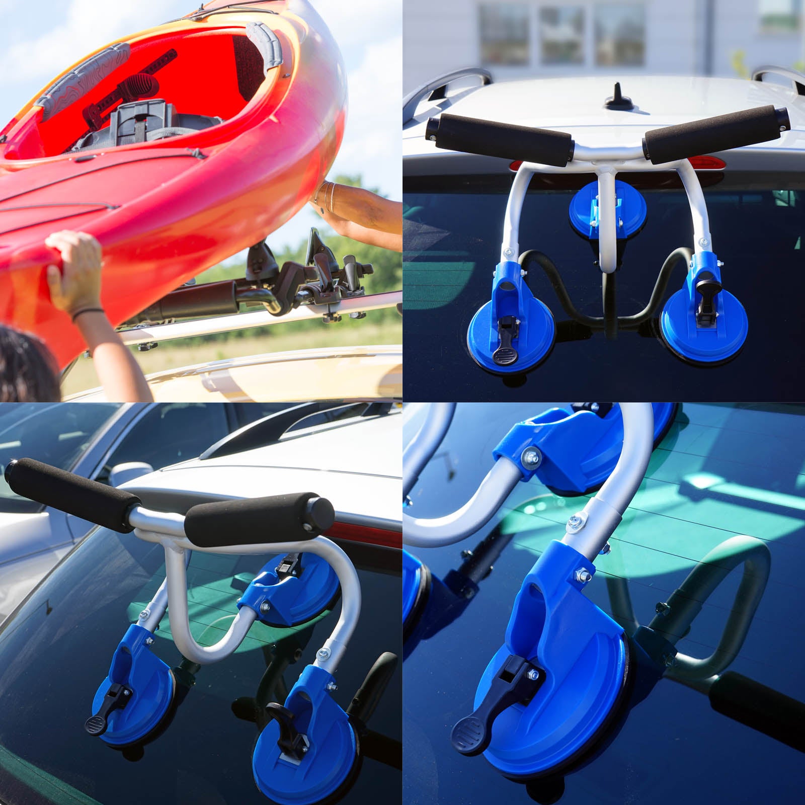 Porte-canoë avec ventouses - 400 x 340 x 320 mm - capacité de charge max. 100 kg - en Aluminium - Support Rouleaux de Chargement Aide… Toboli - 2