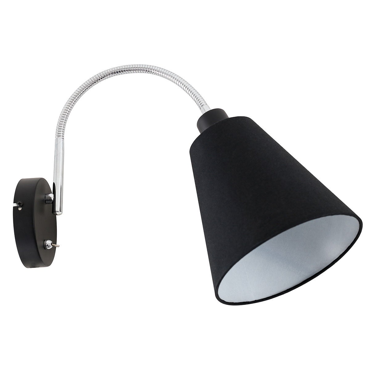 Kinkiet srebrne regulowane ramię Tonia czarny 1xE27x40W metal wym:32x19x30cm IP20 Italux
