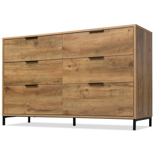 Commode avec étagères réglables- 6 tiroirs - Naturel - 9