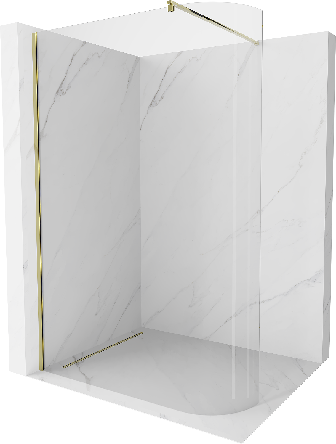 Mexen Kioto-R ścianka prysznicowa zaokrąglona Walk-in 100 x 200 cm, transparent 8 mm, złota - 800-100-101-50-06