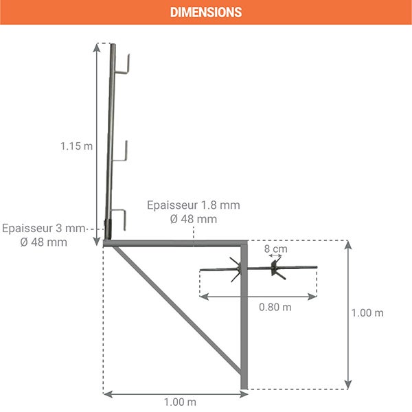 1 console d'échafaudage zinguée 1.00m x 1.00m - Tube rond - 110011009/01 - 2