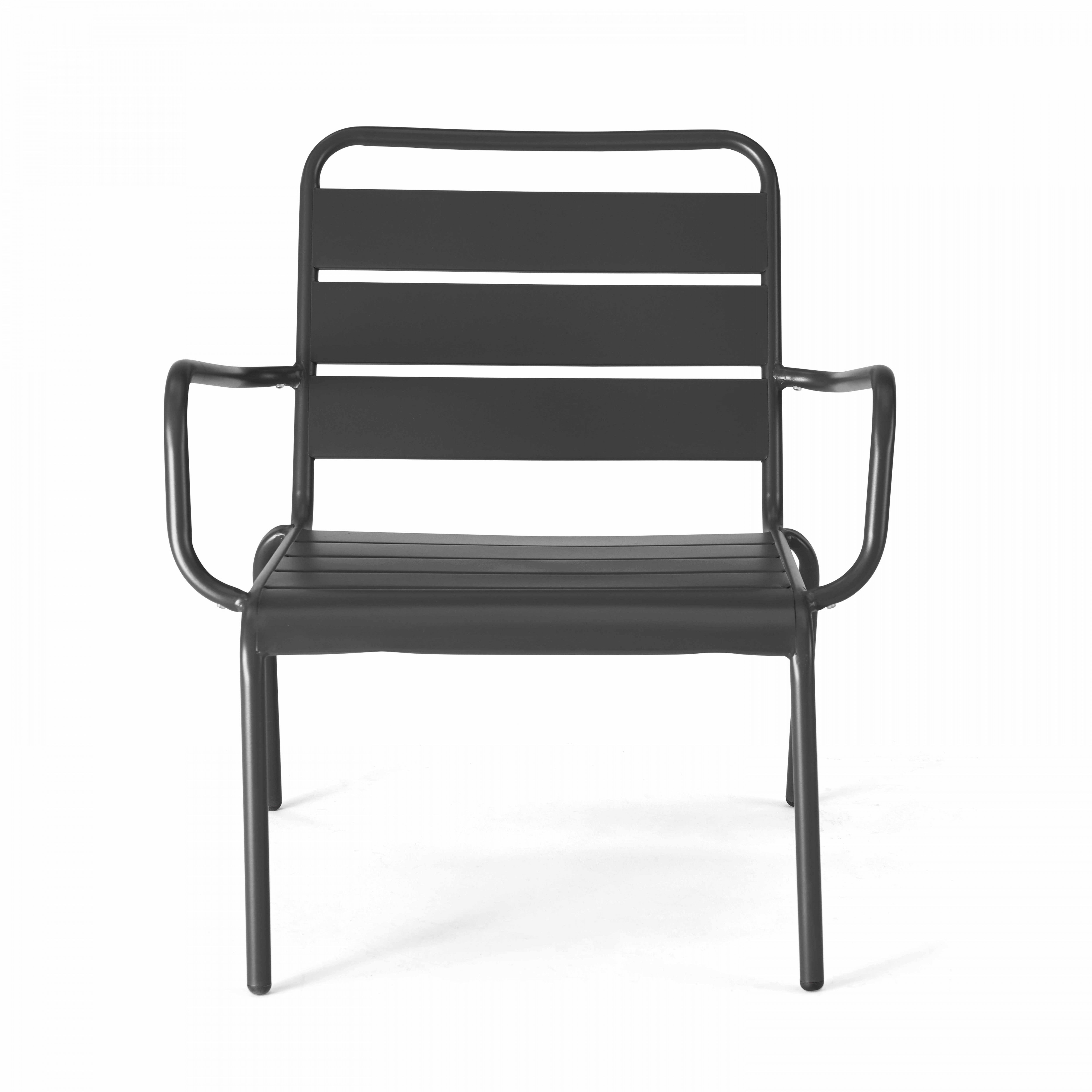 Fauteuil de jardin bas relax acier anthracite , Palavas - Oviala - 5
