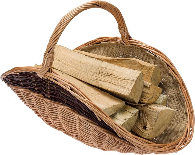 BOGATECO Panier à bois en saule pour bois cm avec jute 60 x 34cm | Panier à bois de chauffage | Paniers en bois | Rangement pour cheminée