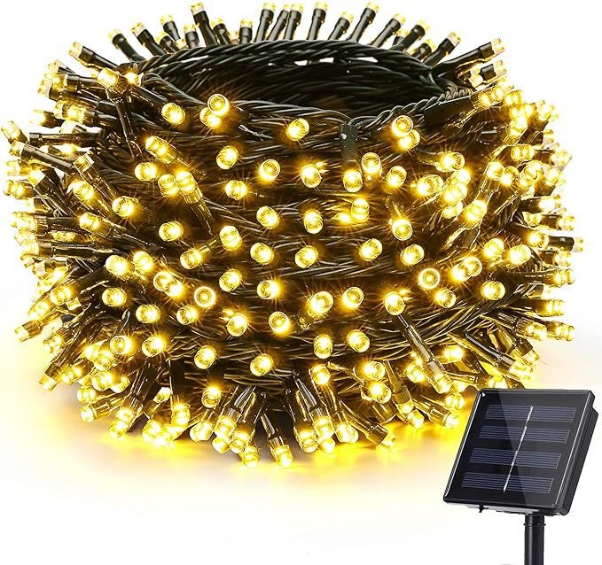 Guirlande Lumineuse Solaire Extérieure 30 M - 300 LED Blanc Chaud - IP65 étanche - Télécommande - 8 Modes
