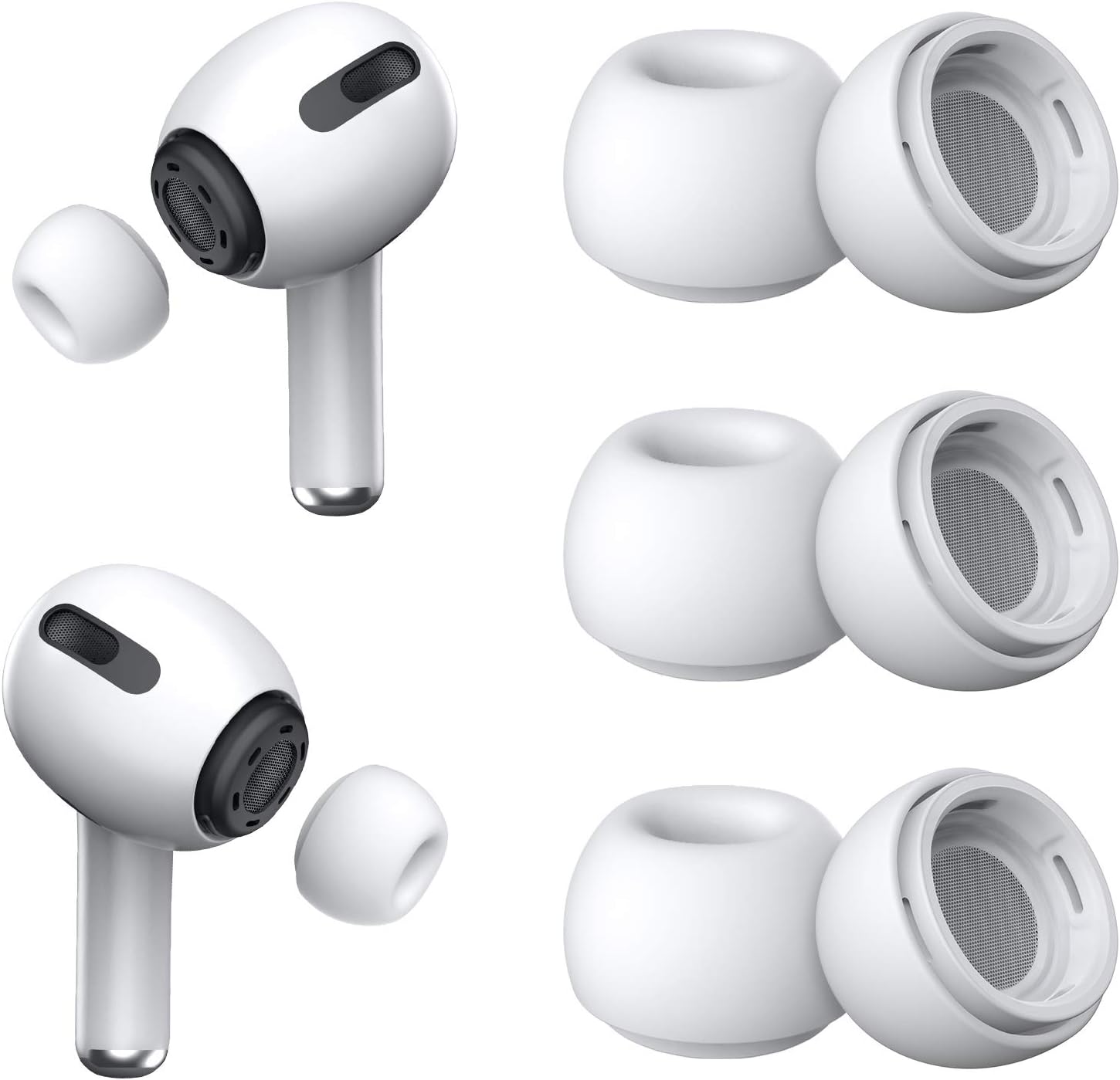 Pasujące pary końcówek do AirPods Pro i AirPods Pro z otworem redukującym szumy silikonowe końcówki do AirPods Pro z pudełkiem do przechowywania