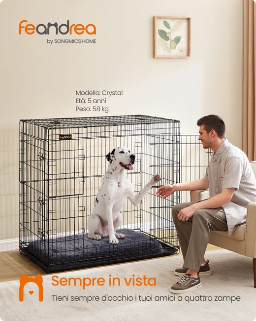 Gabbia Per Cani PawHut 80x50x56.5 Cm - Per Taglia Media, Con 2 Porte Bloccabili, In Acciaio E MDF, Bianco - Foto 12