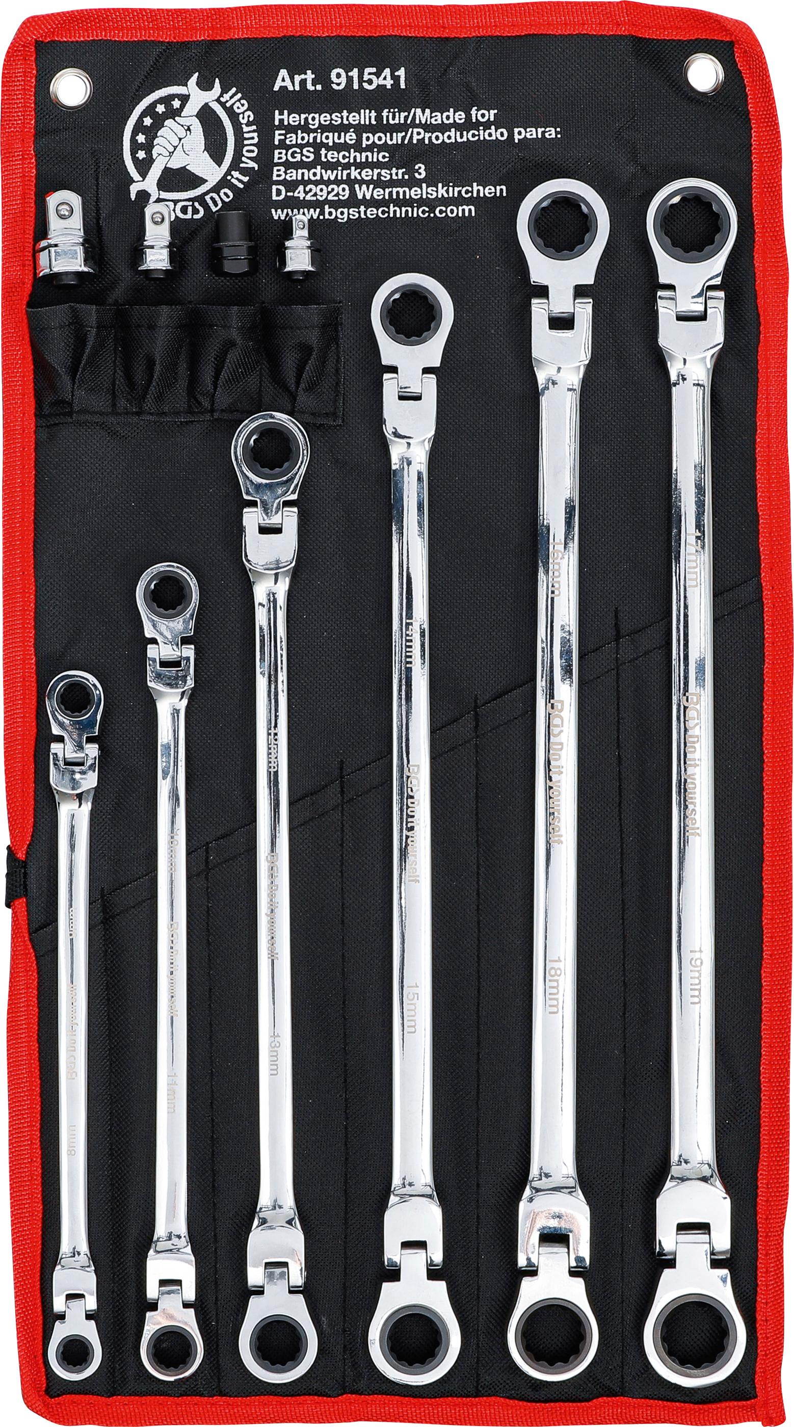 Jeu D'Adaptateurs BGS Pour Clé Polygonale à Cliquet - 12 Pièces Chrome - Neuf