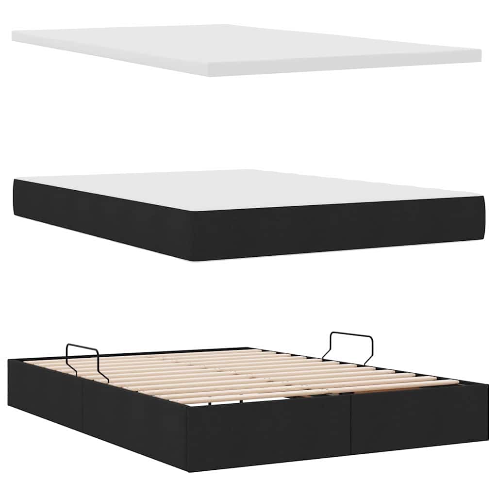 Lit avec rangement et matelas noir 140 x 190 cm velours - 8