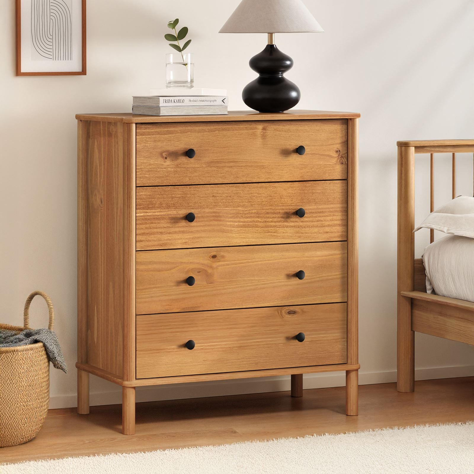 Commode APOANA 4 tiroirs en bois massif - Coloris chêne - 3