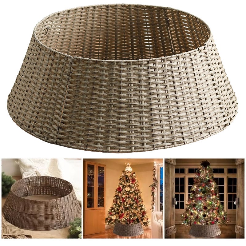 Gonna Per Albero Di Natale In Rattan Lincordor – Accessorio Decorativo Naturale Per Le Feste, Copribase Intrecciata - 3
