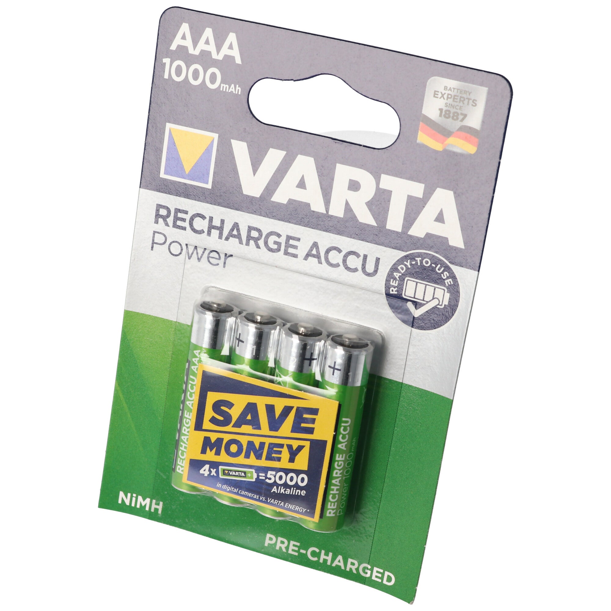 4 Piles LR03 VARTA AAA Accu Power Rechargeables 1000mAh - 5