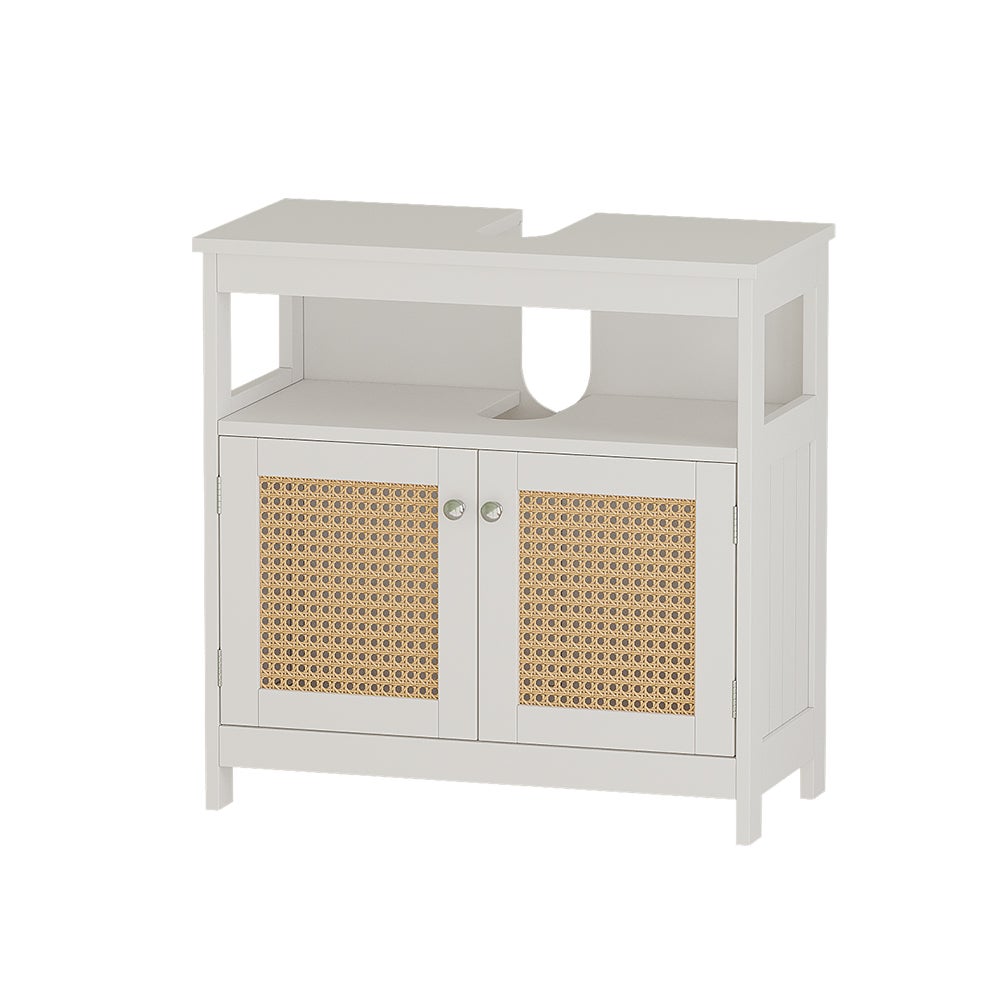 Vicco Szafka pod umywalkę Rosario, Biały, 60 x 60 cm z 2 drzwiami i otwartą przegrodą