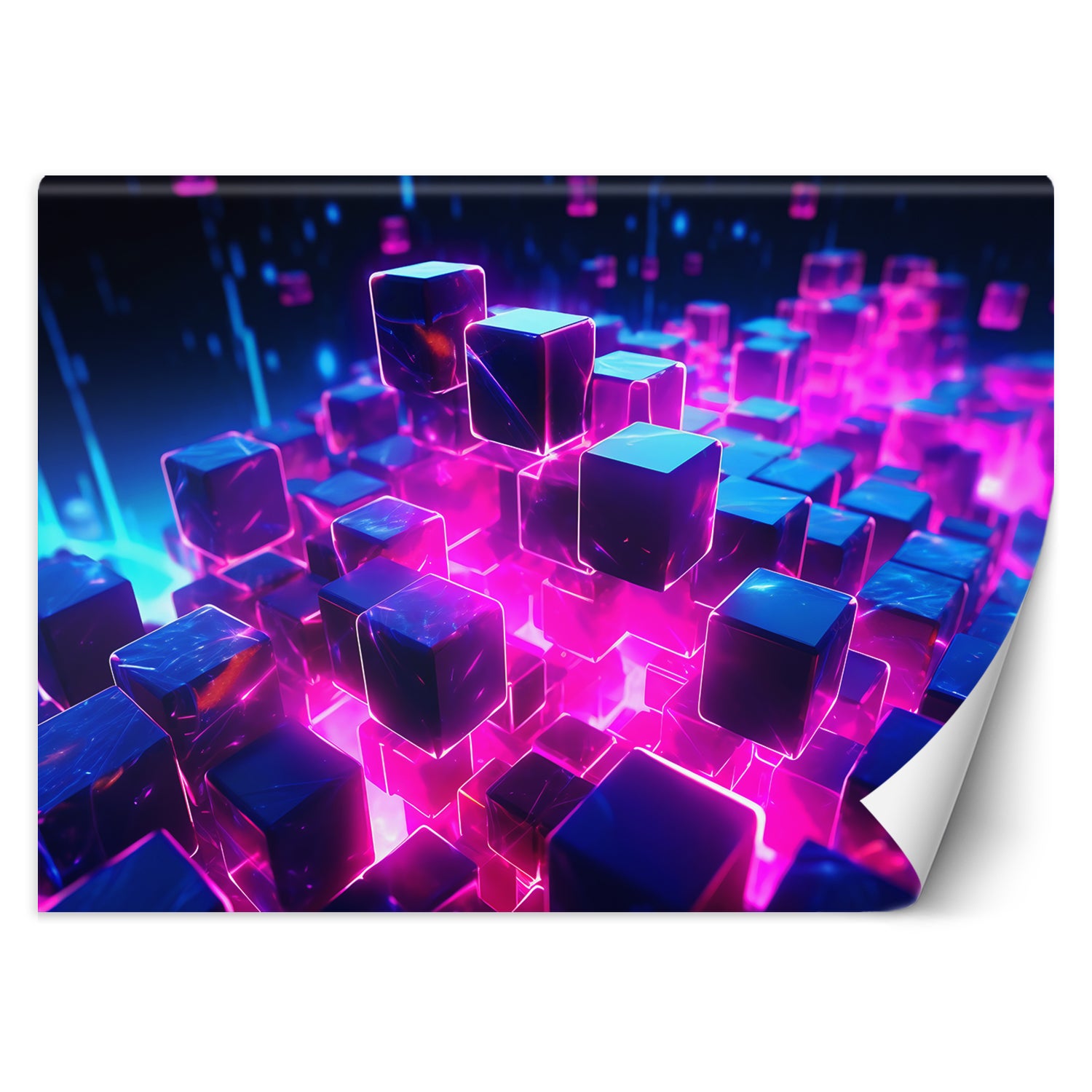 Fototapeta, Neonowe kostki abstrakcja 3D 200x140