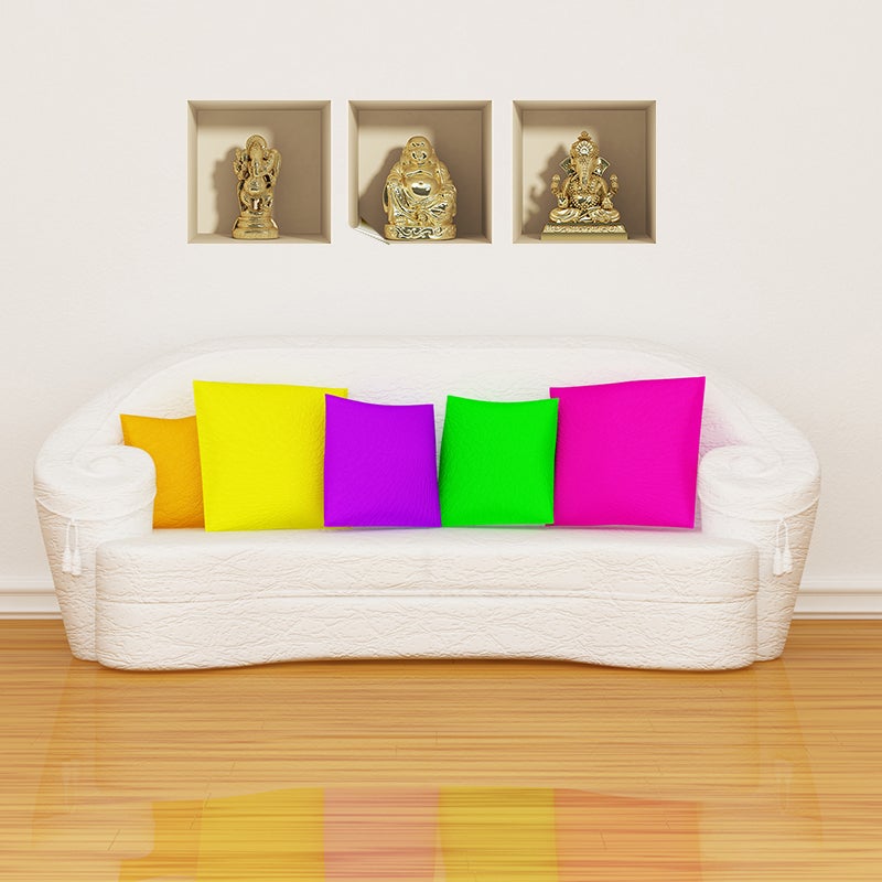 Adesivo effetto 3D Statua di Ganesh e Budda - Sticker adesivo - adesivi murali - 40x120cm - 3