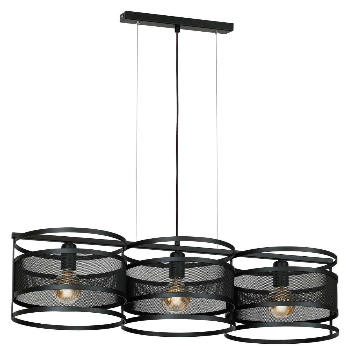 Lampa wisząca Rim czarny matowy 3xE27x15W dekoracyjna wym: 120 x 92 x 30 cm metal Luminex