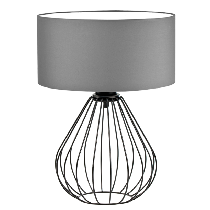 Lampka nocna na biurko lampa biurkowa druciana LED z abażurem walec 30 cm KONWALIA