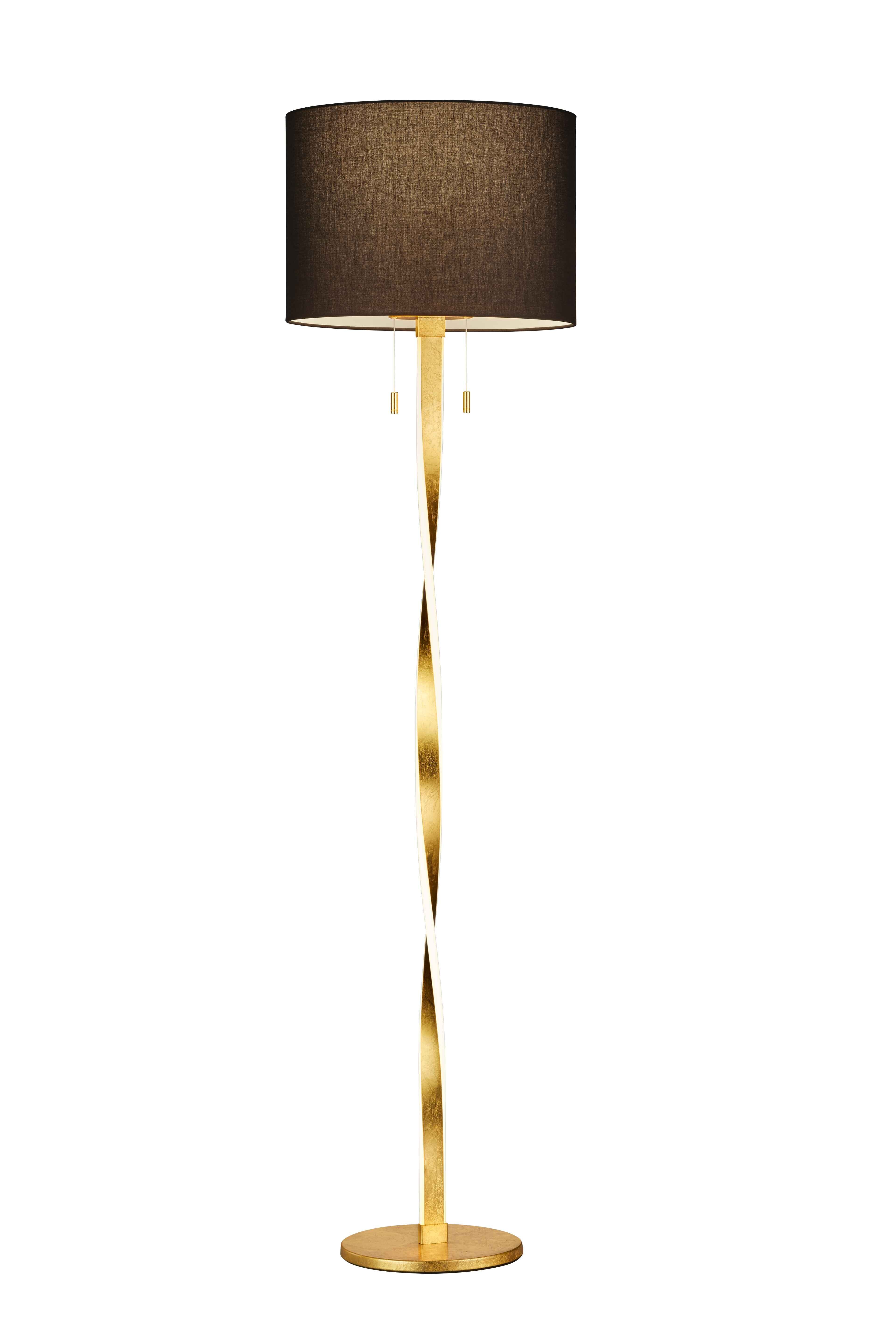 Lampa podłogowa stojąca Nandor złoto-czarna 3xE27x74W wym: 160,5 x 40 x 40 cm tkanina Trio