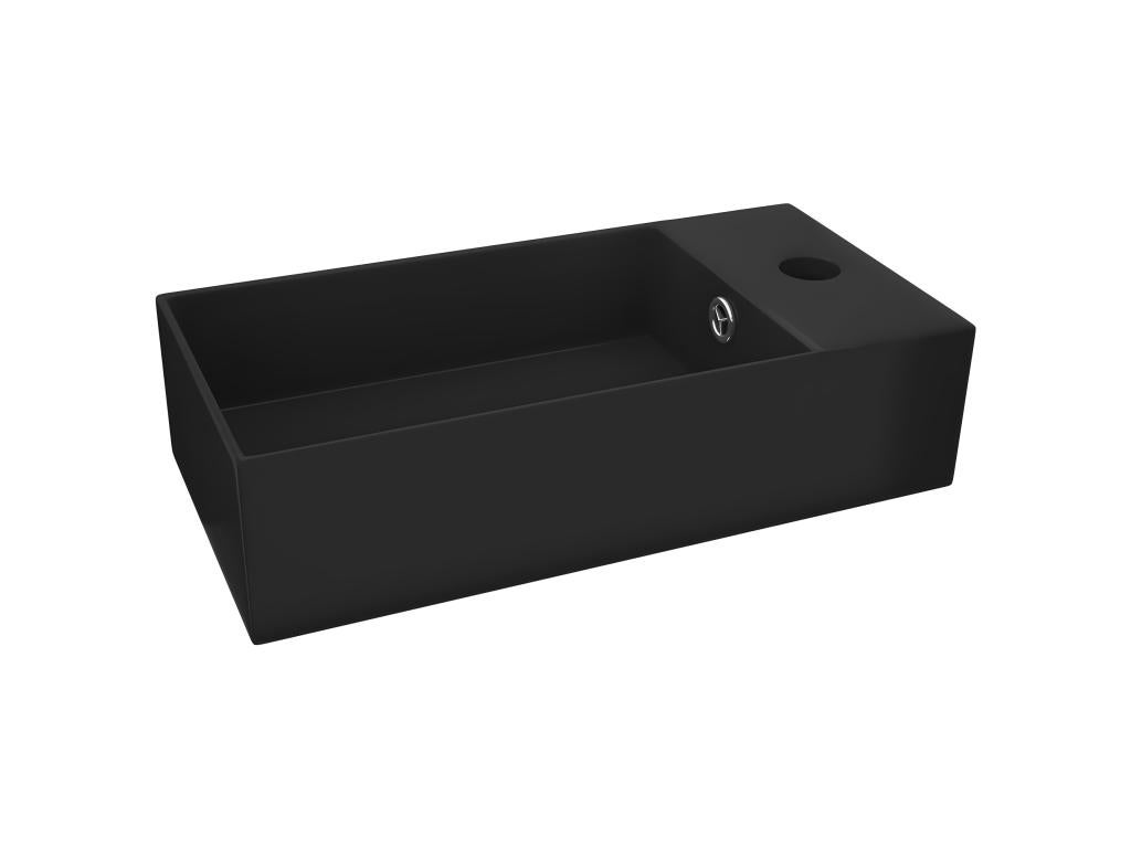 Lavabo bagno con troppopieno da appoggio wc lavabo bagno cucina interno casa 48 x 25 cm ceramica nero opa 02_0002739 - 6