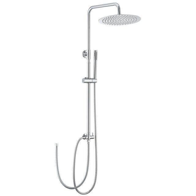 Auralum max Colonne Douche Chromé sans Mitigeur Ensemble Douche avec Douchette,Réglable hauteur avec Tête Douche Ronde 30*30cm,Acier Inoxydable