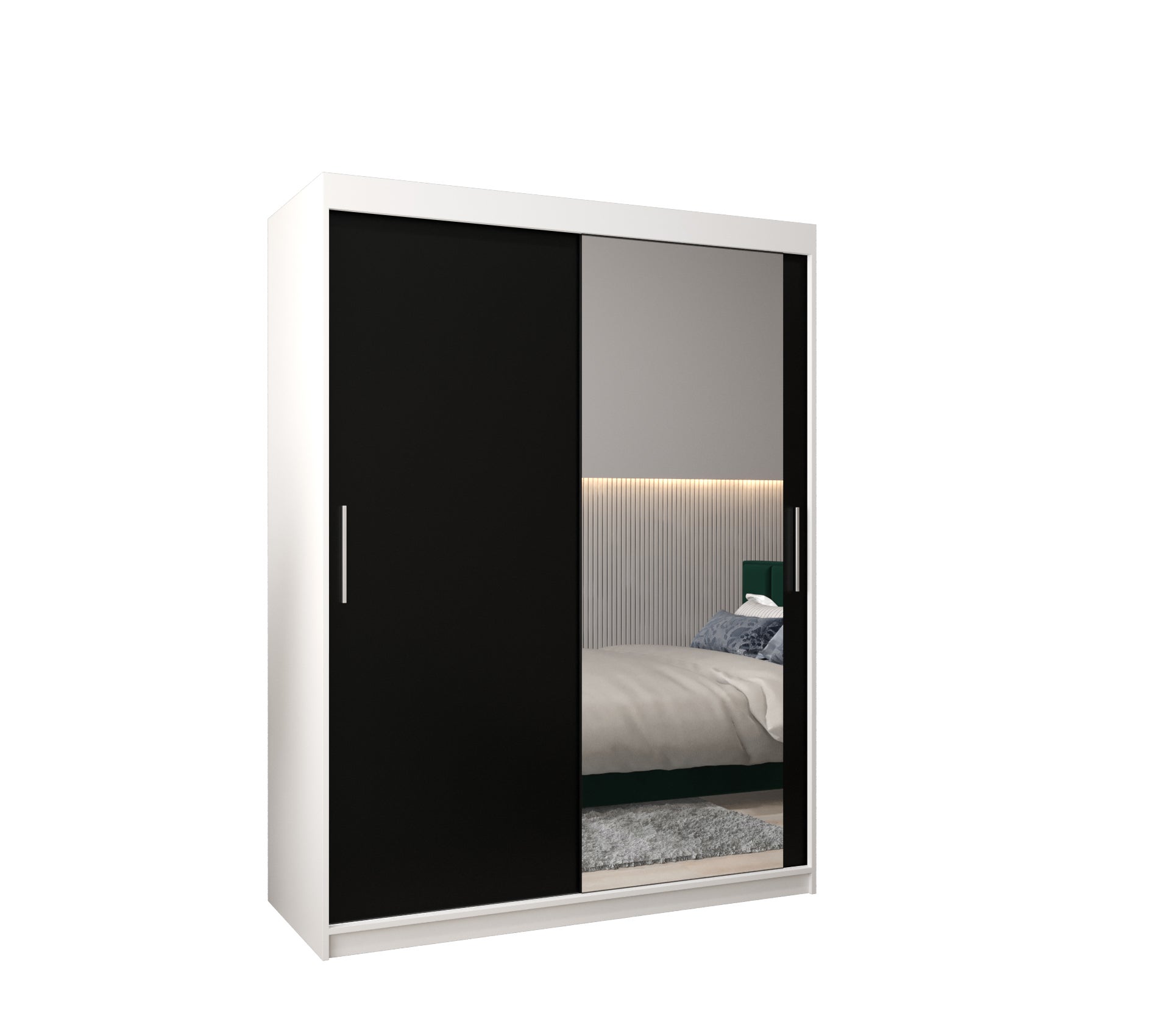 Szafa przesuwna garderoba TOKYO 2 150 x 62 x 200 cm Biały + Czarny - Abiks Meble