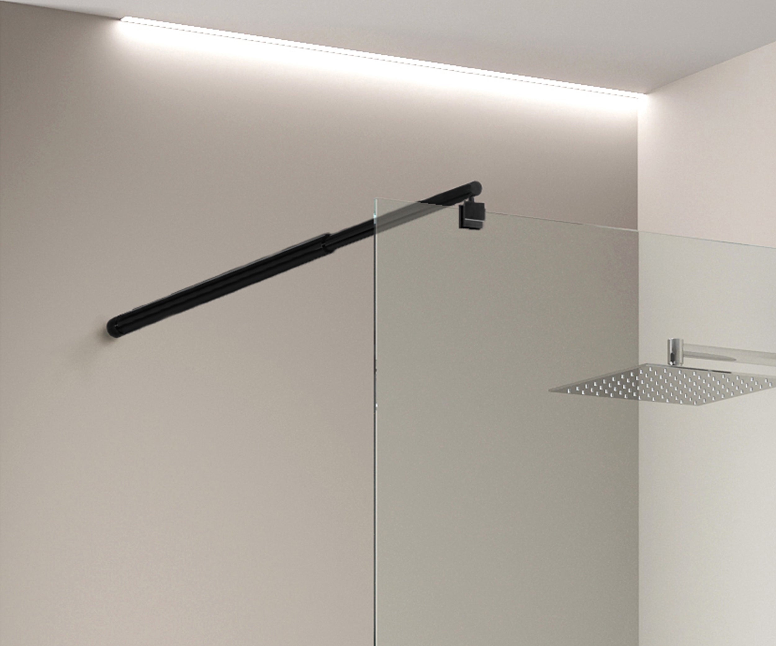 Bernstein Ścianka prysznicowa 120cm Walk-In EX103 profil czarny - drążek zaokrąglony - 5