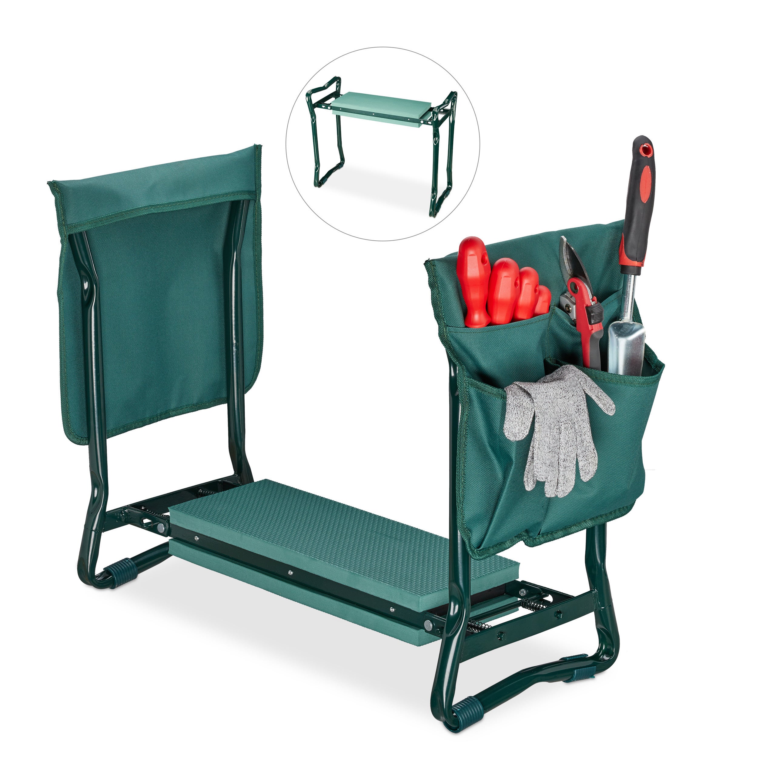 Banc à Genoux Jardin Relaxdays - Pliable Avec Coussin Et Sacs - Jusqu'à 150 Kg