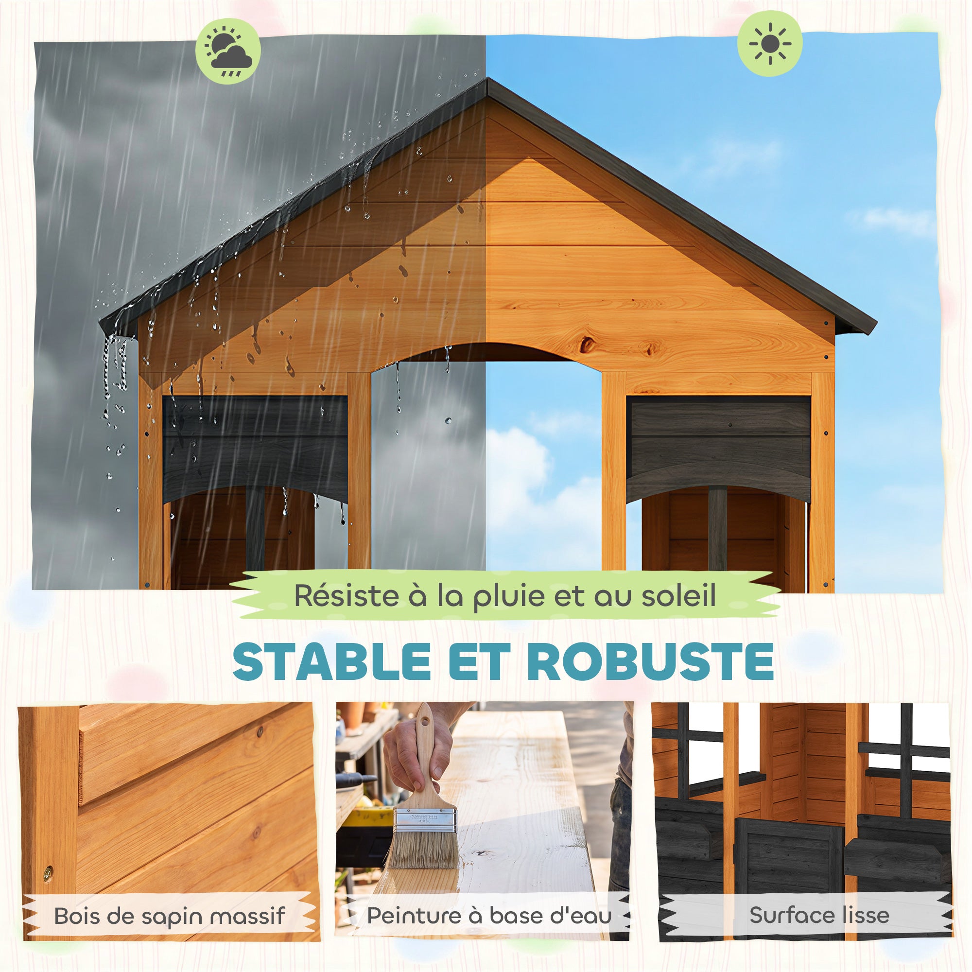 Maison de jeu pour enfants bois de sapin AIYAPLAY - 4