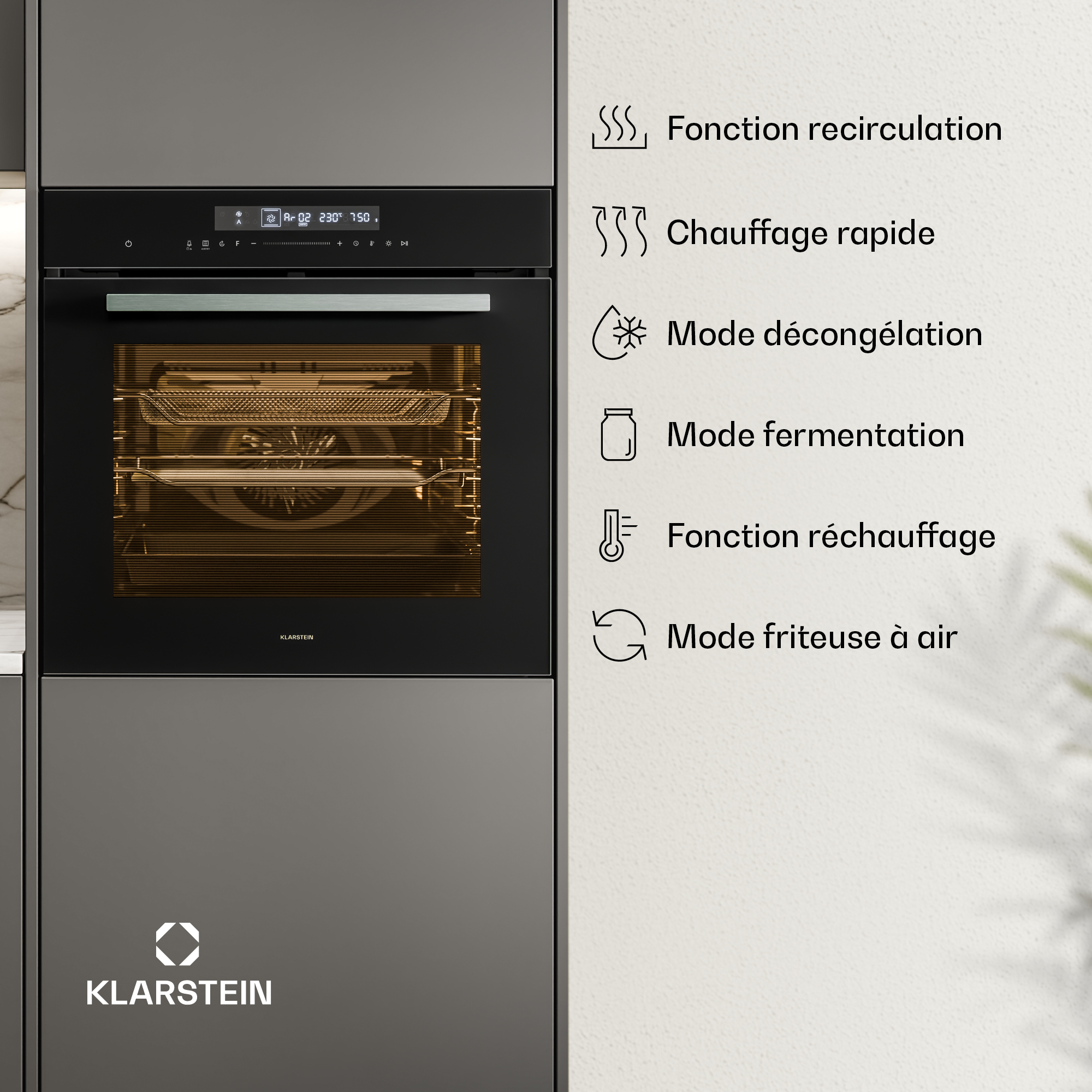 Airjet Four électrique air chaud 2900W 72L 60 cm Noir Klarstein - 6