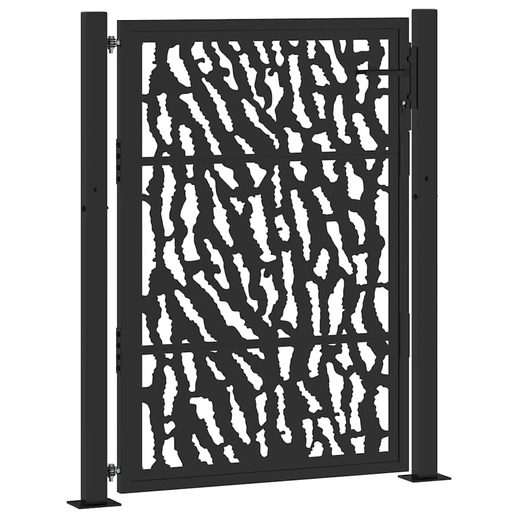 vidaXL Portail de jardin noir 100x125 cm en acier avec motif de traces - 2