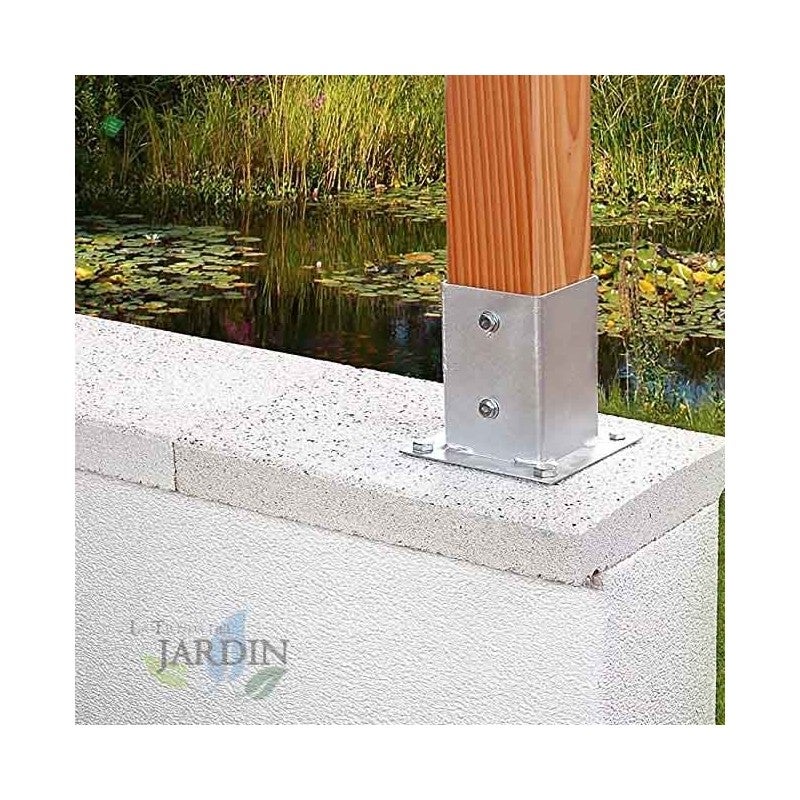 Ancrage métallique carré 12x12 cm, base 17,5x17,5 cm| Support d