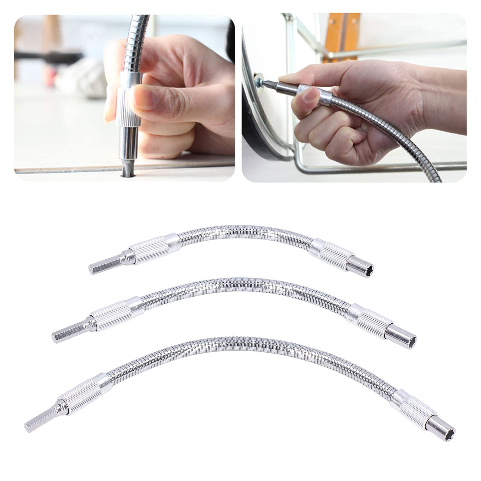 Prolunga Flessibile Per Trapano - 2 Pezzi Con Attacco Esagonale 1/4" - 29,5 Cm Per Lavori Di Precisione - Foto 3