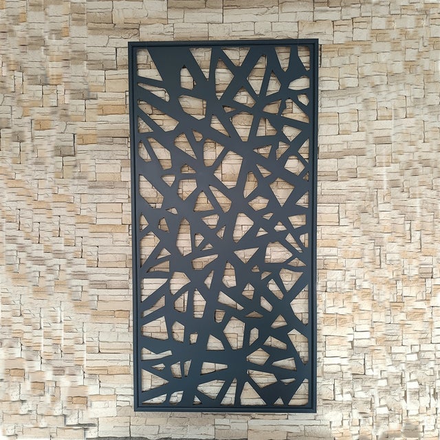 Panneau décoratif extérieur aluminium 100 x 200 cm Gris 7016