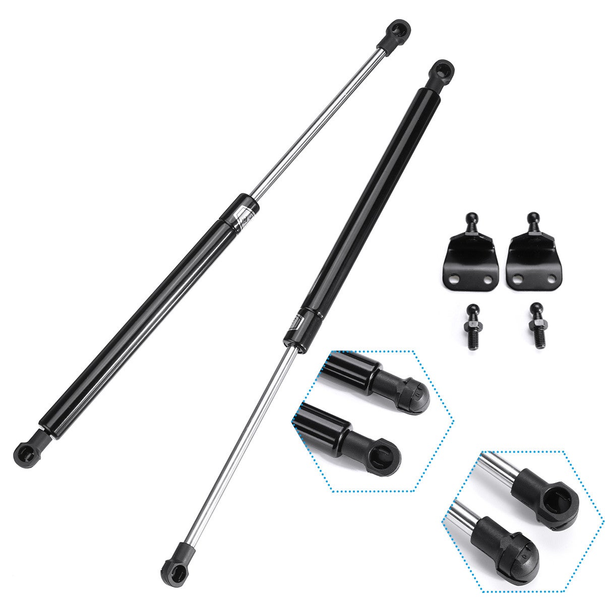 2x Supporti Ammortizzatori A Gas 30,5 Cm – 29 Kg Forza – Universali Per Cofani, Portelli, Finestrini