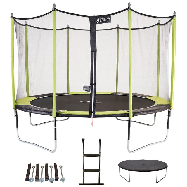 Tappeto elastico con rete di protezione ⌀ 366 cm blu RISATA