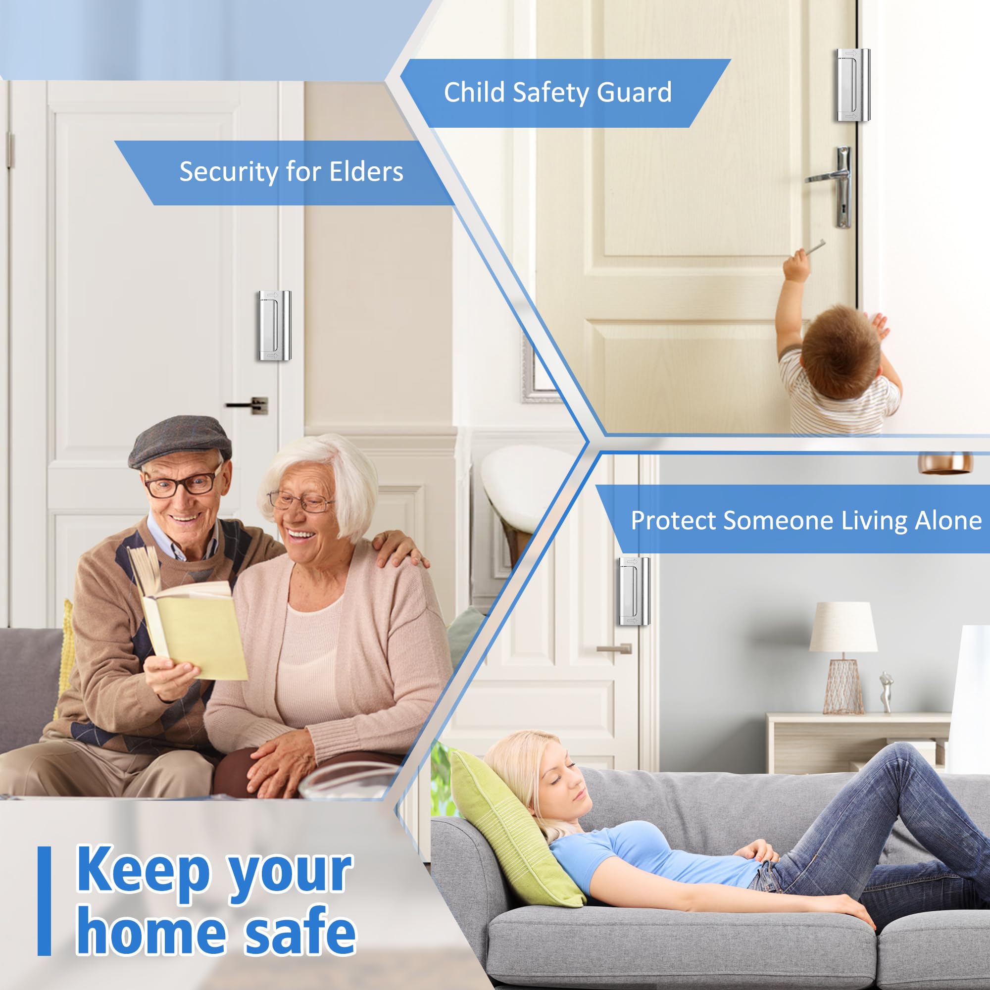 Serratura di rinforzo per porte, serratura di sicurezza per porte domestiche, serrature per porte a prova di casa Resiste a 800 libbre - 6