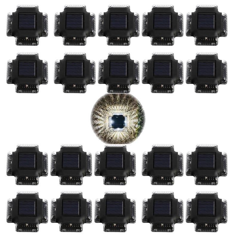 Czterostronna solarna lampa ścienna, 20 sztuk, solarna lampa ścienna z 4 polikrystalicznymi diodami LED, emitująca białe światło