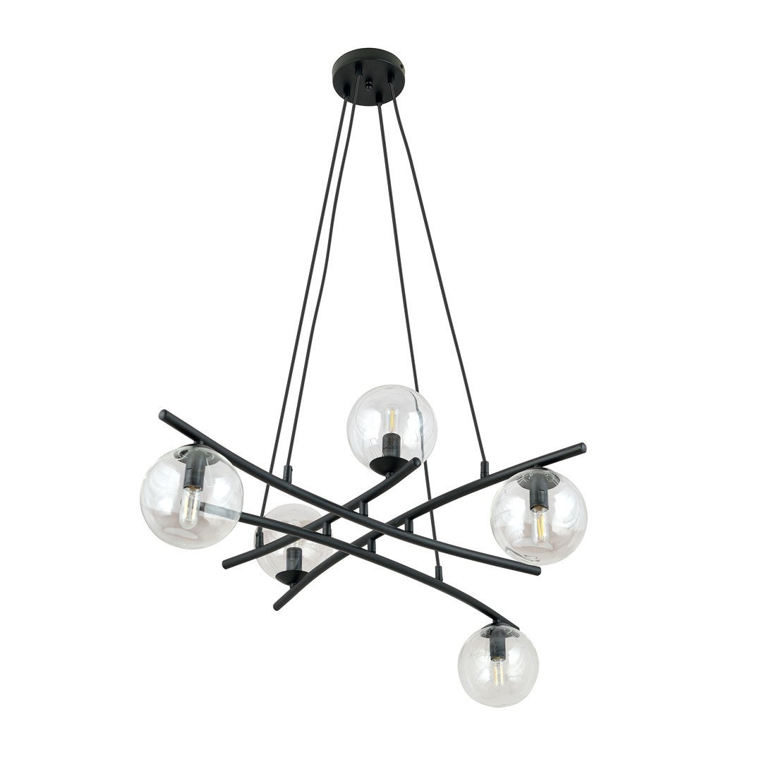 Lampa wisząca Essa czarno-przezroczysta 5xE14x10W wym: 100 x 100 x 100 cm metal Emibig