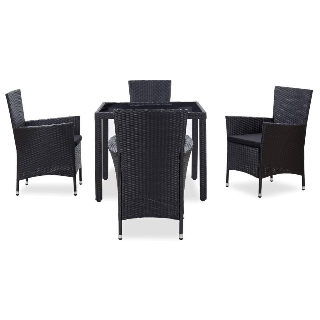 Maison Exclusive - Set da Pranzo da Giardino 5 pz in Polyrattan Nero - 2