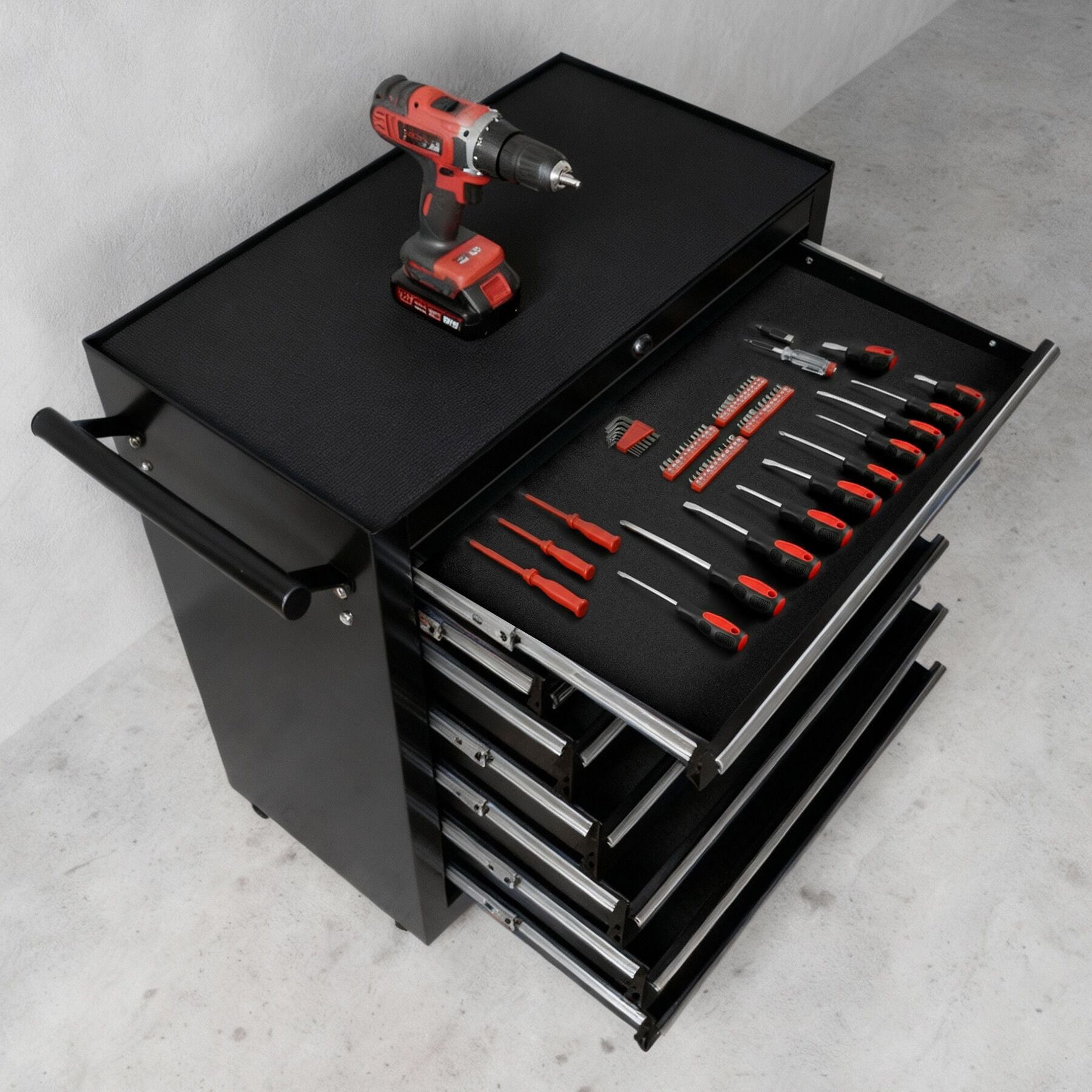 Servante d'atelier en acier avec 7 compartiments 69 x 33 x 79 cm TECTAKE - 2