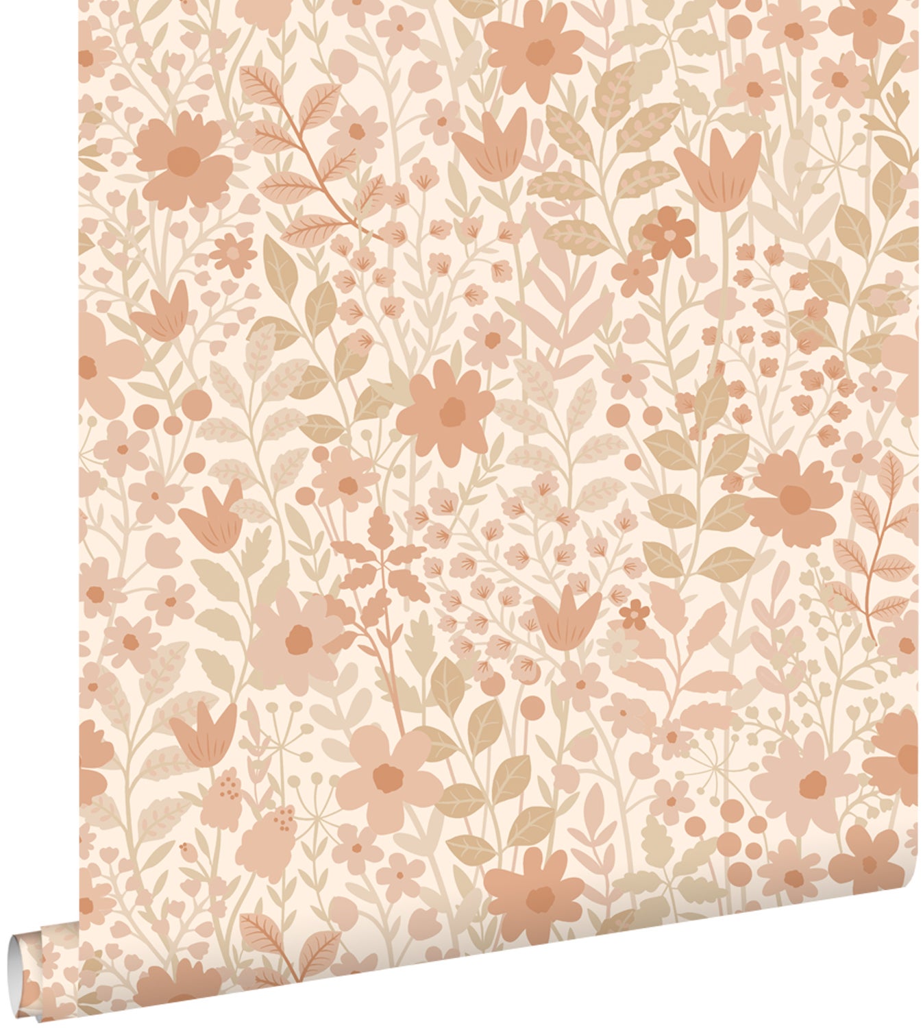 Papier peint fleurs terracotta et rose - 50 x 900 cm - ESTAhome | Leroy ...