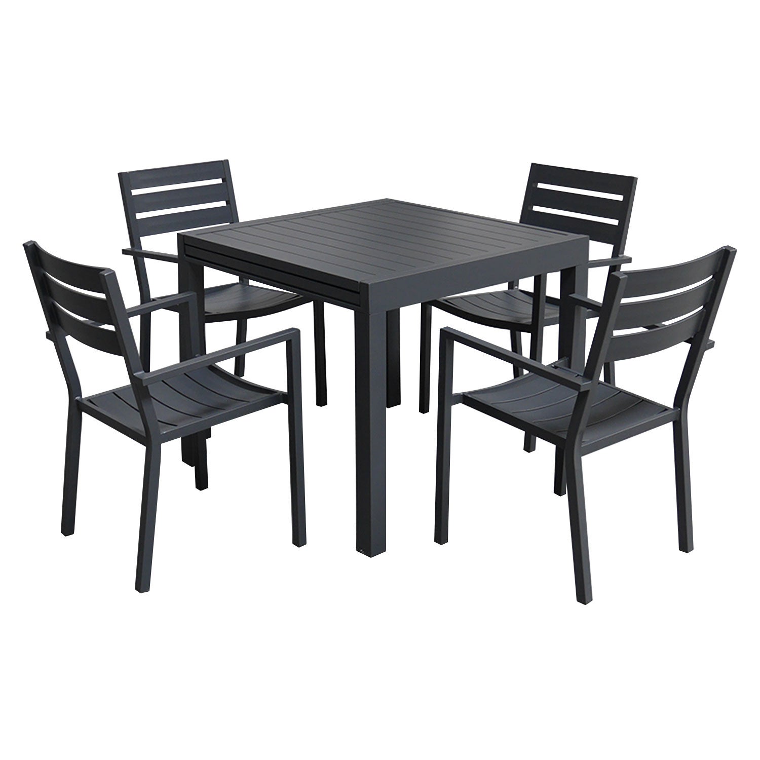 Salon de jardin extensible 90/180 en aluminium anthracite 8 places VENEZIA - 3