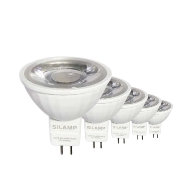 Ampoule LED GU5.3 / MR16 12V 8W SMD 80° - Pack de 5 / Blanc Neutre 4000K - 5500K - SILUMEN