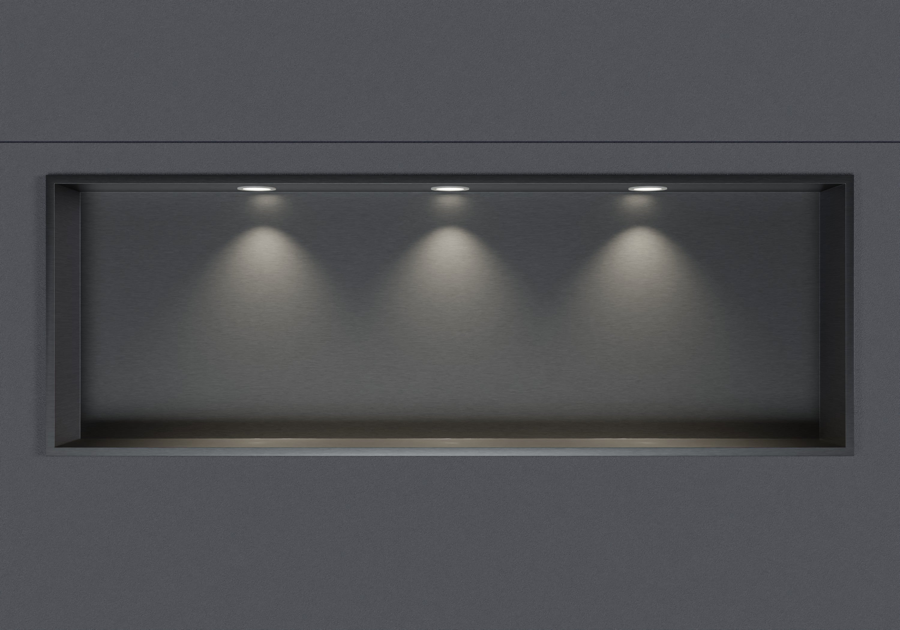 Bernstein Półka wnękowa 90x30 nierdzewna gunmetal - 3x LED oprawka biała