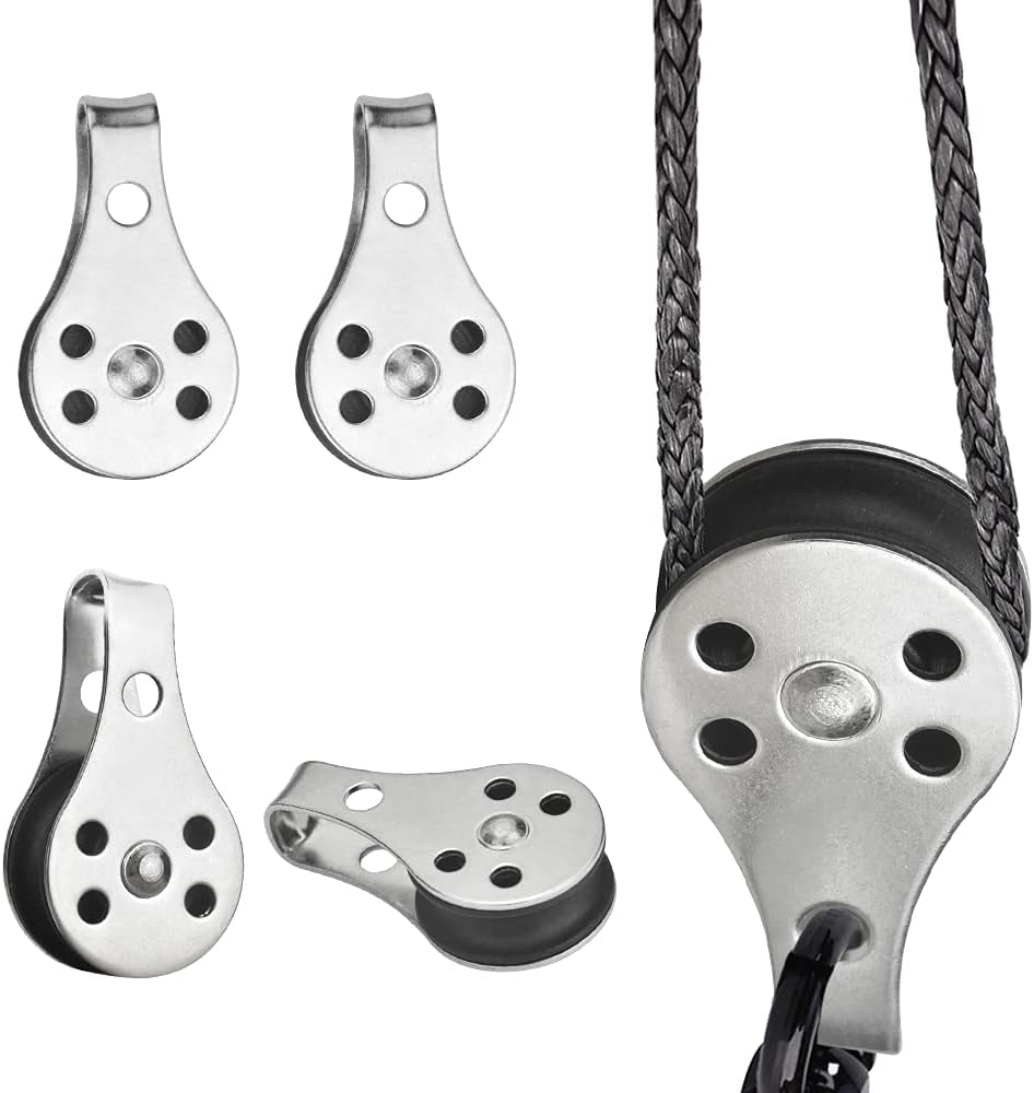 4 PCS Blok koła pasowego ze stali nierdzewnej 25 mm Koło pasowe do łodzi Solidne koło pasowe do podnoszenia Obrotowe koło pasowe Hakowe koło pasowe